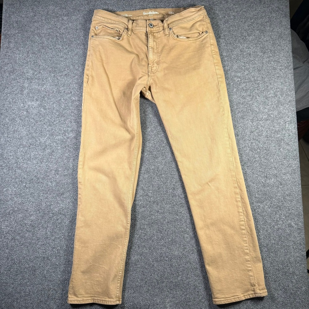 Goodfellow & Co Athletic Fit Pants Mens 34x32 Tan Total Flex Stretch Chino